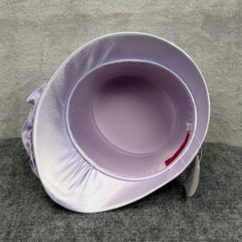 Mr. Hi's Classic Hat Cloche Womens Purple Satin Ruffle Sequin Derby Party Church